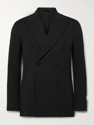 Vesuvio Slim-Fit Double-Breasted Cotton-Blend Seersucker Suit Jacket