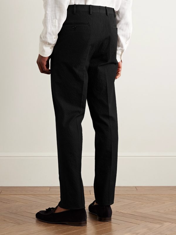 Slim-Fit Cotton-Blend Seersucker Suit Trousers - BK