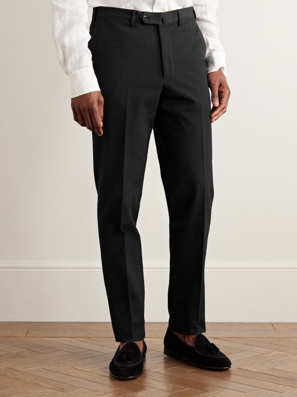 Slim-Fit Cotton-Blend Seersucker Suit Trousers - FR