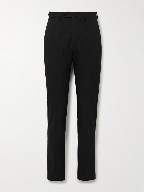Slim-Fit Cotton-Blend Seersucker Suit Trousers
