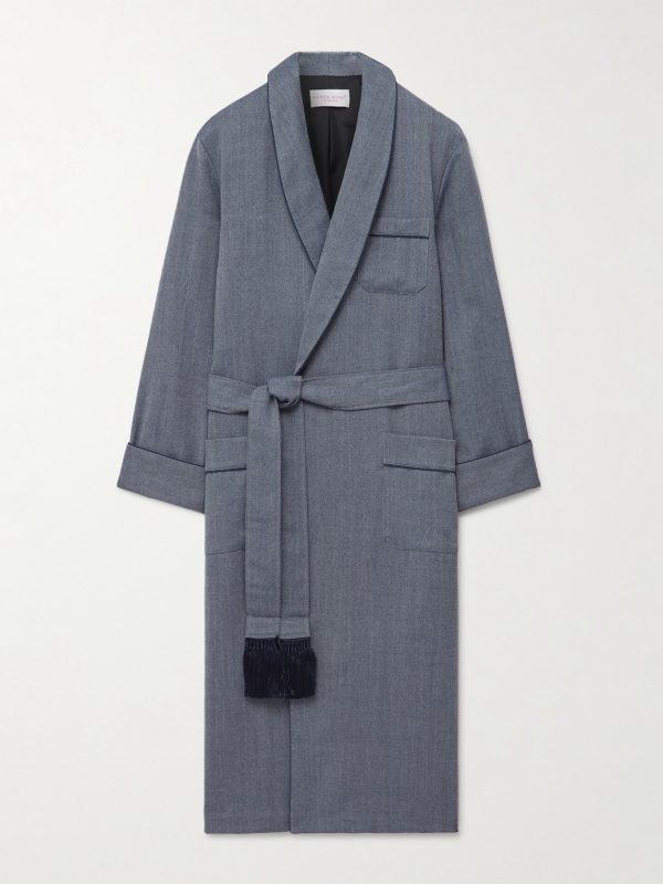 Lincoln 11 Belted Herringbone Wool Robe Lincoln 11 Belted Herringbone Wool Robe