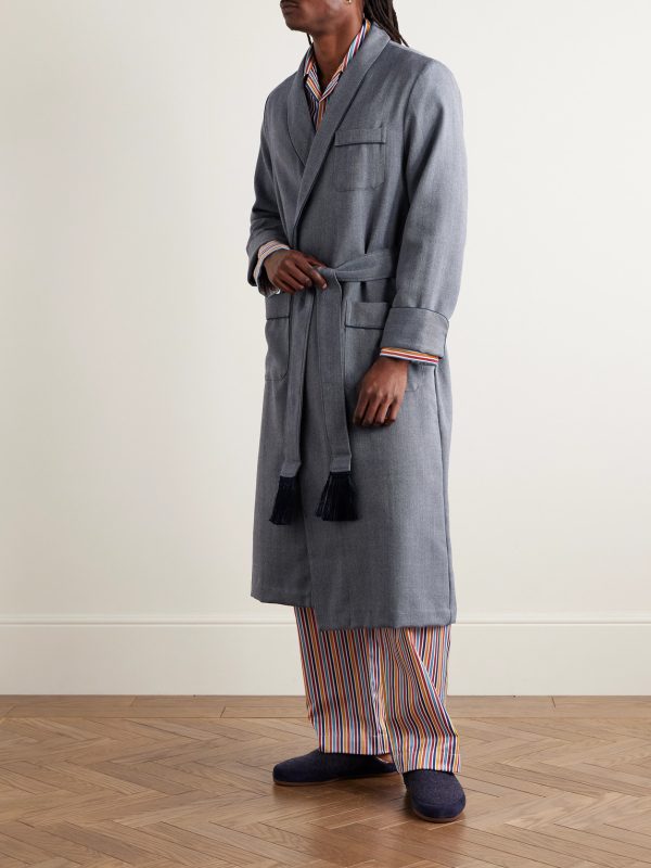 Lincoln 11 Belted Herringbone Wool Robe - OU Lincoln 11 Belted Herringbone Wool Robe - OU