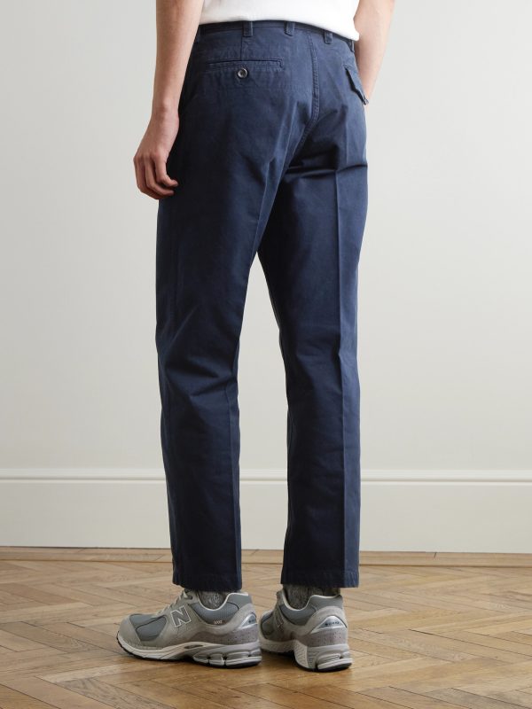 Straight-Leg Peached Cotton-Twill Trousers - BK