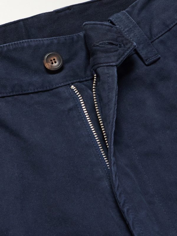 Straight-Leg Peached Cotton-Twill Trousers - E1