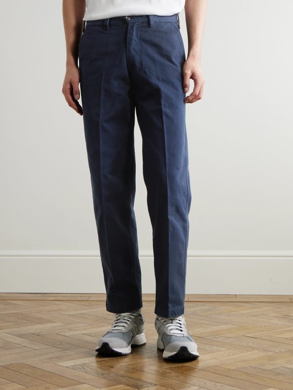 Straight-Leg Peached Cotton-Twill Trousers - FR