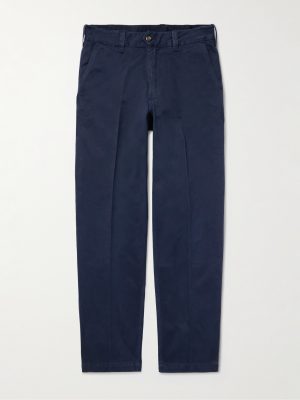 Straight-Leg Peached Cotton-Twill Trousers Straight-Leg Peached Cotton-Twill Trousers