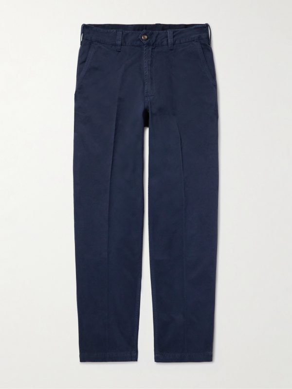 Straight-Leg Peached Cotton-Twill Trousers