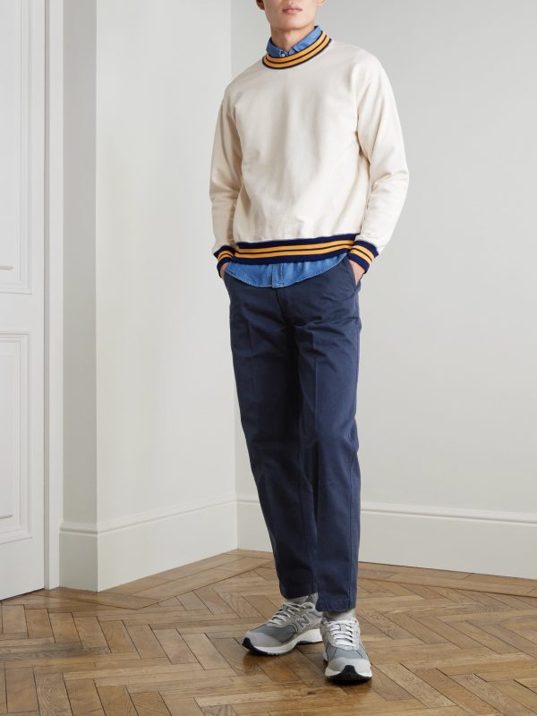 Straight-Leg Peached Cotton-Twill Trousers - OU