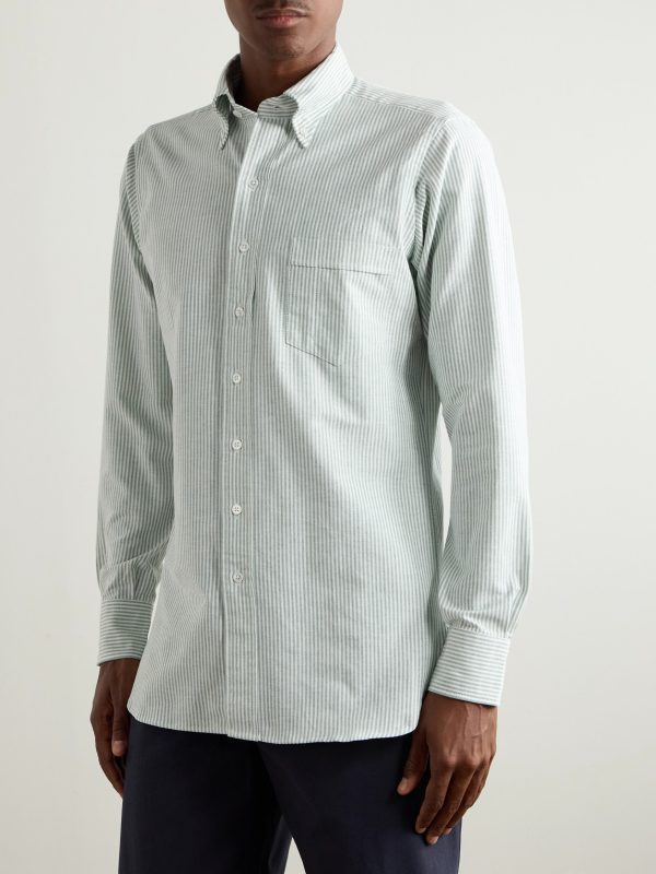 Button-Down Collar Striped Cotton Oxford Shirt - FR Button-Down Collar Striped Cotton Oxford Shirt - FR
