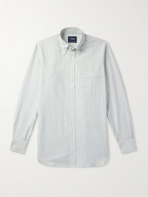 Button-Down Collar Striped Cotton Oxford Shirt