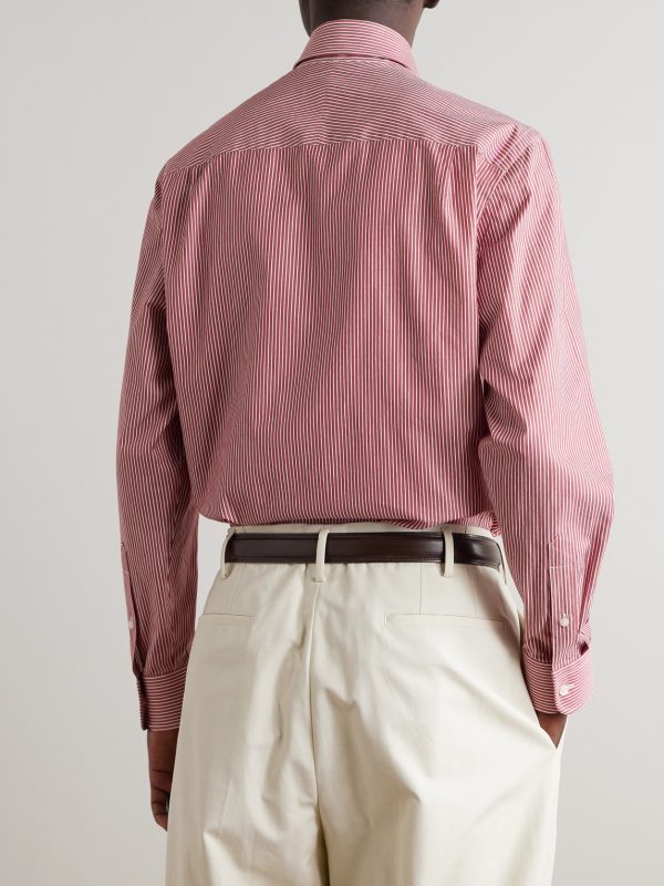 Cutaway-Collar Striped Cotton-Poplin Shirt - BK Cutaway-Collar Striped Cotton-Poplin Shirt - BK