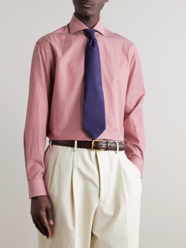 Cutaway-Collar Striped Cotton-Poplin Shirt - FR Cutaway-Collar Striped Cotton-Poplin Shirt - FR