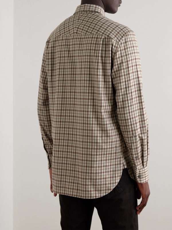 Checked Brushed Cotton and Cashmere-Blend Twill Shirt - BK Checked Brushed Cotton and Cashmere-Blend Twill Shirt - BK
