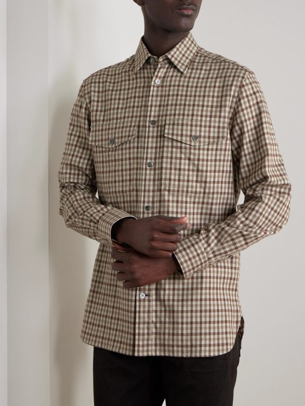 Checked Brushed Cotton and Cashmere-Blend Twill Shirt - FR Checked Brushed Cotton and Cashmere-Blend Twill Shirt - FR