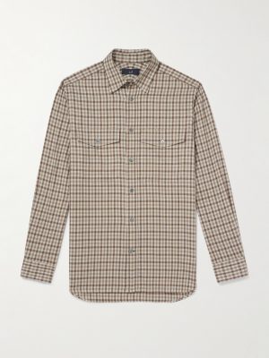 Checked Brushed Cotton and Cashmere-Blend Twill Shirt