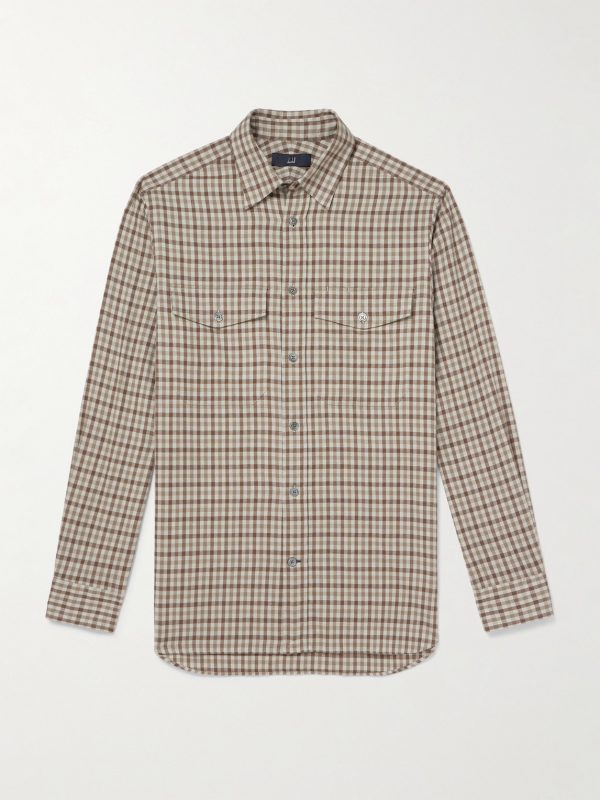 Checked Brushed Cotton and Cashmere-Blend Twill Shirt Checked Brushed Cotton and Cashmere-Blend Twill Shirt