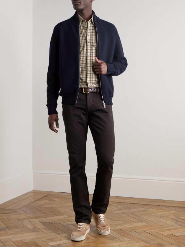 Checked Brushed Cotton and Cashmere-Blend Twill Shirt - OU Checked Brushed Cotton and Cashmere-Blend Twill Shirt - OU