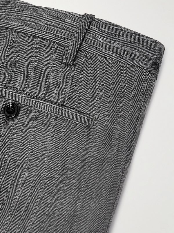 Straight-Leg Herringbone Virgin Wool-Blend Trousers - CU Straight-Leg Herringbone Virgin Wool-Blend Trousers - CU