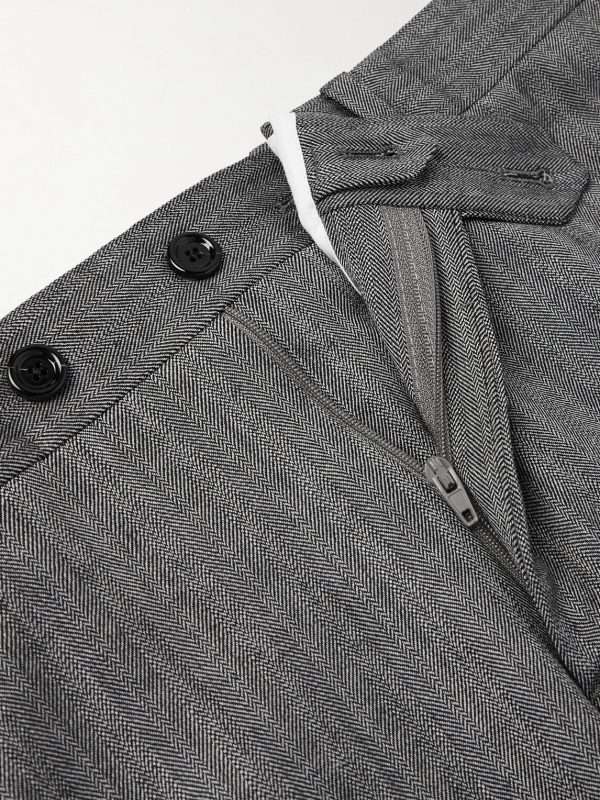 Straight-Leg Herringbone Virgin Wool-Blend Trousers - E1 Straight-Leg Herringbone Virgin Wool-Blend Trousers - E1