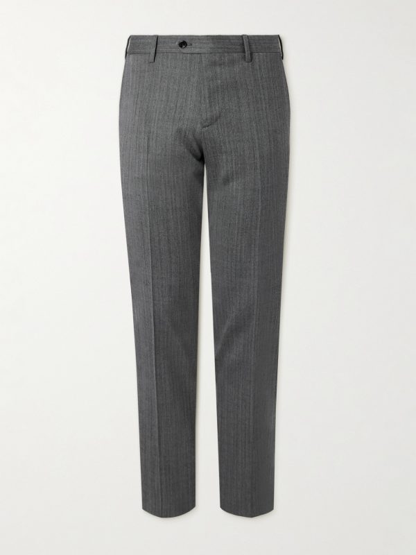 Straight-Leg Herringbone Virgin Wool-Blend Trousers Straight-Leg Herringbone Virgin Wool-Blend Trousers