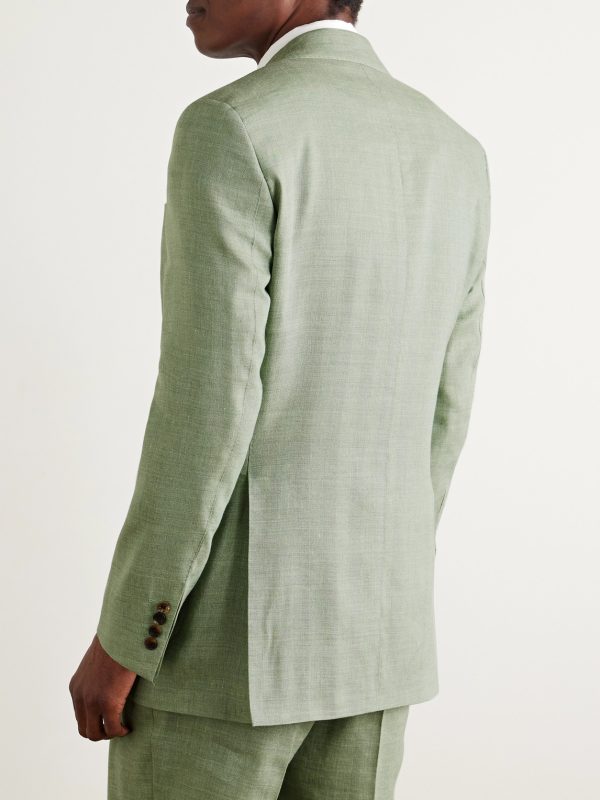 Hepworth Double-Breasted Herringbone Linen and Wool-Blend Suit Jacket - BK
