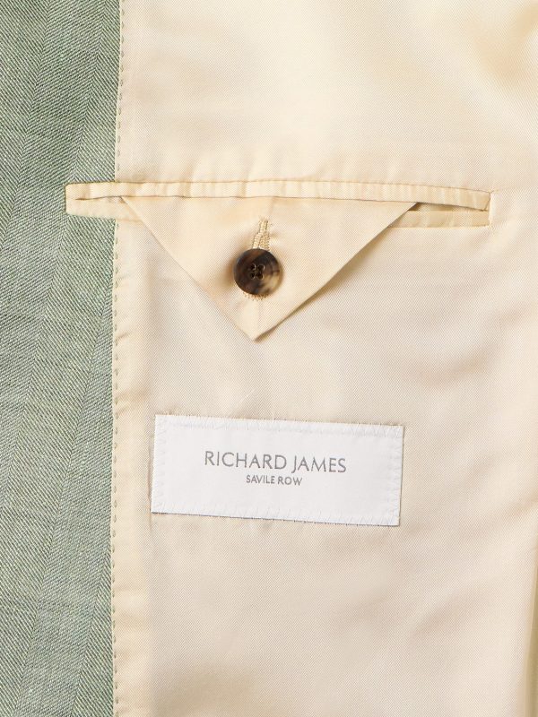 Hepworth Double-Breasted Herringbone Linen and Wool-Blend Suit Jacket - E1