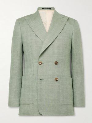 Hepworth Double-Breasted Herringbone Linen and Wool-Blend Suit Jacket Hepworth Double-Breasted Herringbone Linen and Wool-Blend Suit Jacket