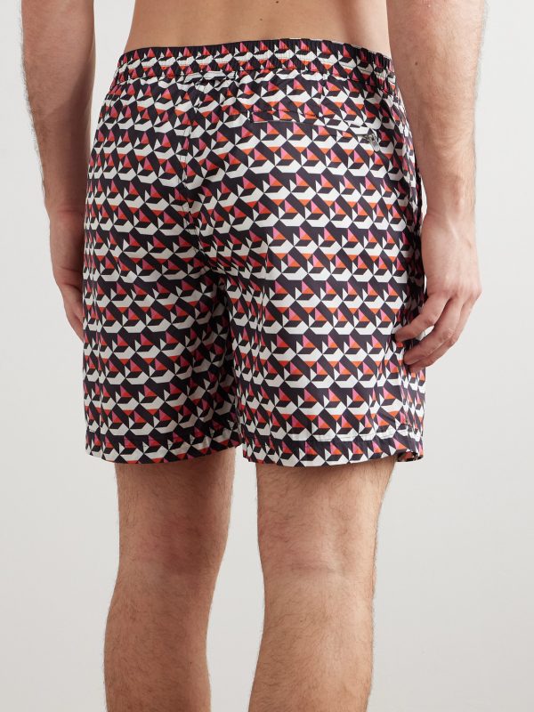 Straight-Leg Mid-Length Printed Recycled Swim Shorts - BK