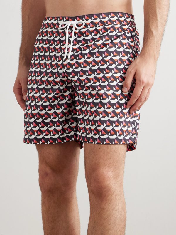 Straight-Leg Mid-Length Printed Recycled Swim Shorts - OU