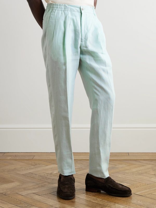 Straight-Leg Linen Drawstring Trousers - FR Straight-Leg Linen Drawstring Trousers - FR