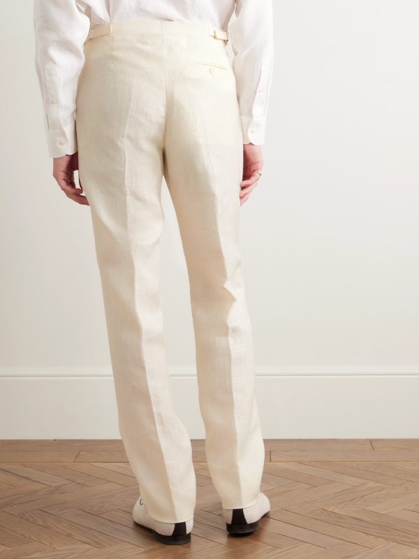 Slim-Fit Herringbone Linen and Silk-Blend Suit Trousers - BK