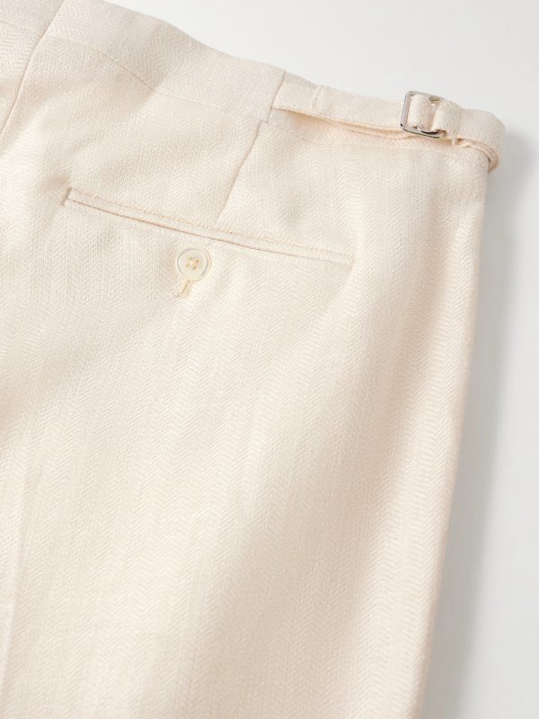 Slim-Fit Herringbone Linen and Silk-Blend Suit Trousers - CU
