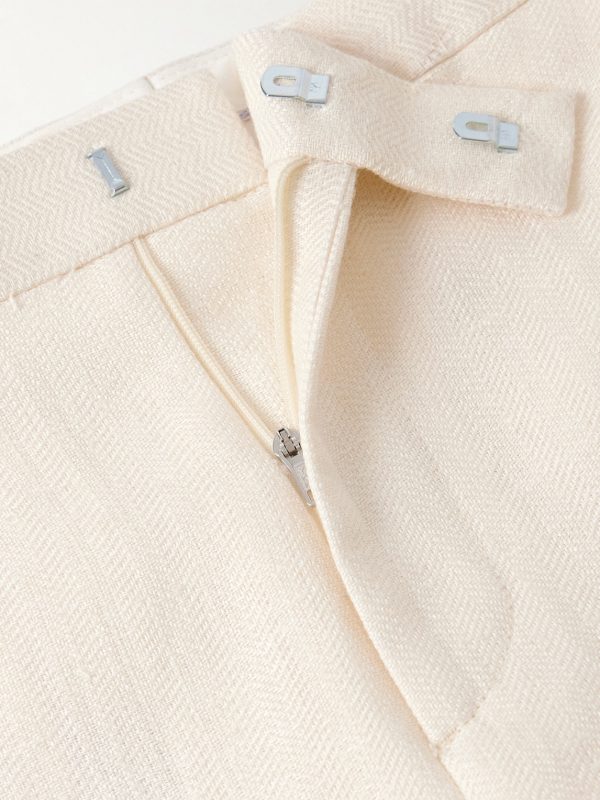 Slim-Fit Herringbone Linen and Silk-Blend Suit Trousers - E1