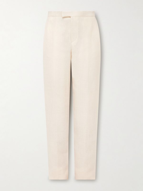 Slim-Fit Herringbone Linen and Silk-Blend Suit Trousers