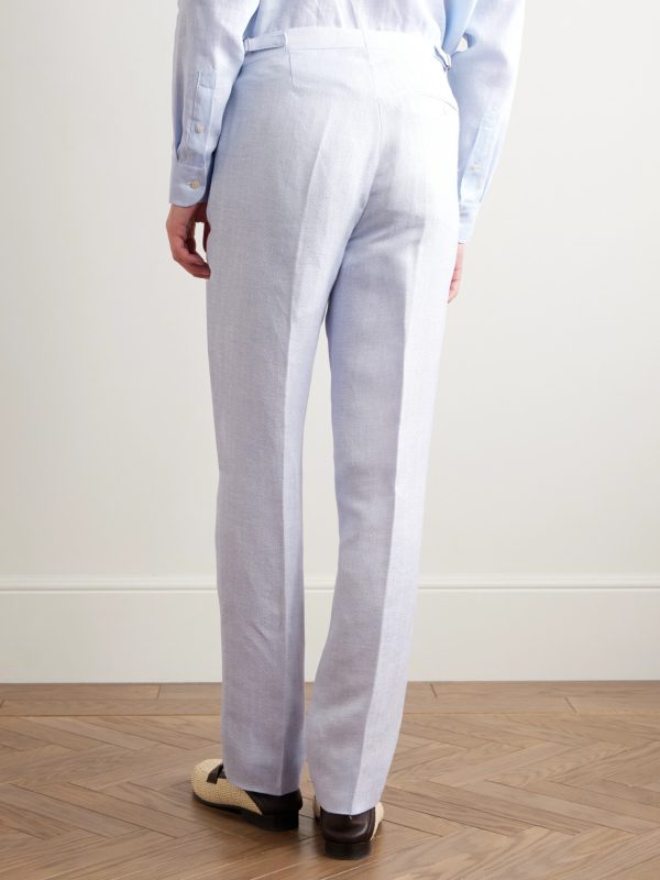 Slim-Fit Herringbone Linen and Silk-Blend Suit Trousers - BK Slim-Fit Herringbone Linen and Silk-Blend Suit Trousers - BK