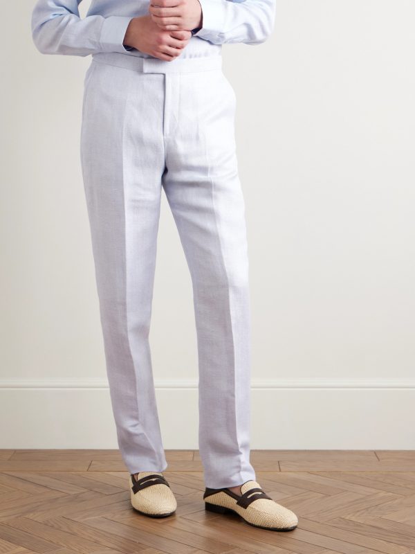 Slim-Fit Herringbone Linen and Silk-Blend Suit Trousers - FR Slim-Fit Herringbone Linen and Silk-Blend Suit Trousers - FR