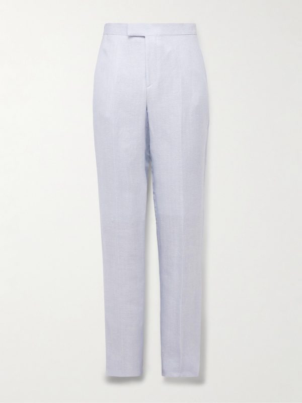 Slim-Fit Herringbone Linen and Silk-Blend Suit Trousers Slim-Fit Herringbone Linen and Silk-Blend Suit Trousers