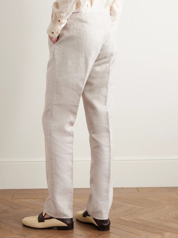 Slim-Fit Linen Suit Trousers - BK Slim-Fit Linen Suit Trousers - BK