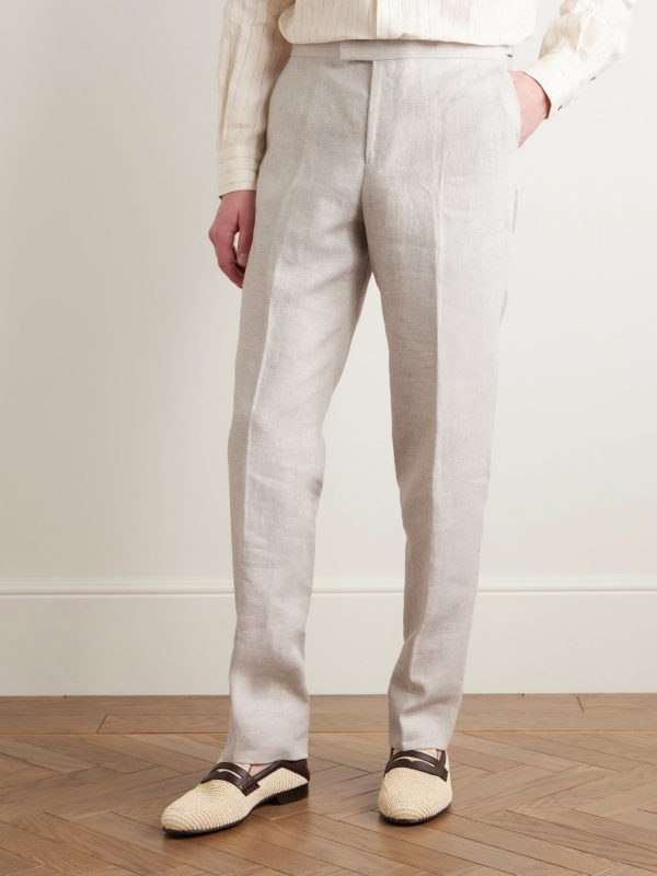 Slim-Fit Linen Suit Trousers - FR Slim-Fit Linen Suit Trousers - FR