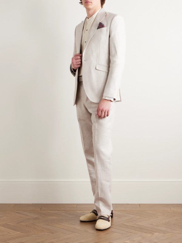Slim-Fit Linen Suit Trousers - OU Slim-Fit Linen Suit Trousers - OU