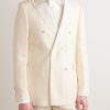 Double-Breasted Herringbone Linen and Silk-Blend Tuxedo Jacket - FR