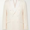 Double-Breasted Herringbone Linen and Silk-Blend Tuxedo Jacket