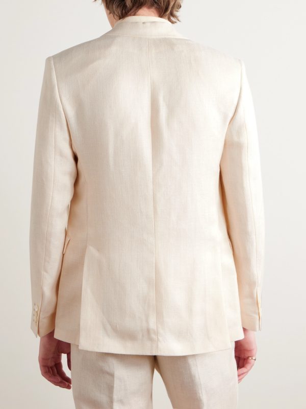 Slim-Fit Herringbone Linen and Silk-Blend Suit Jacket - BK Slim-Fit Herringbone Linen and Silk-Blend Suit Jacket - BK