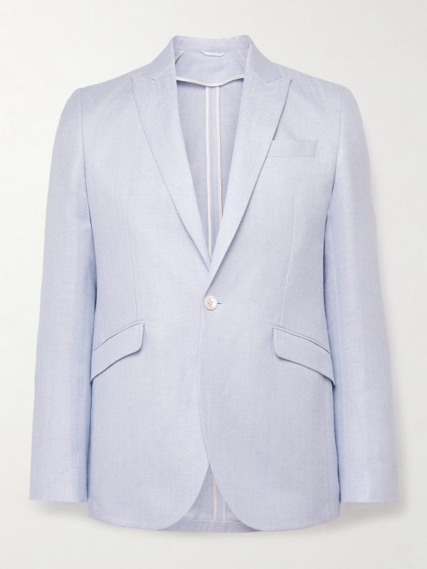 Slim-Fit Herringbone Linen and Silk-Blend Suit Jacket