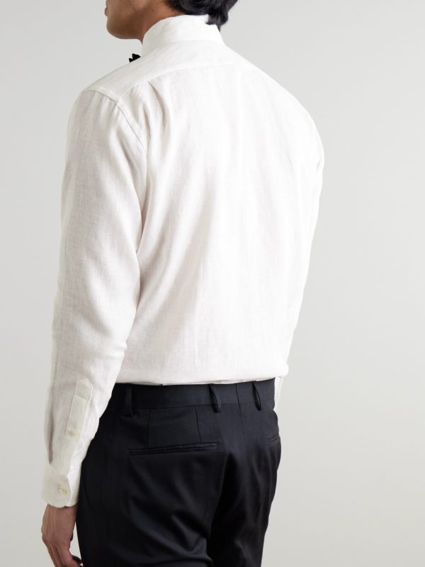 Pintucked Linen Tuxedo Shirt - BK