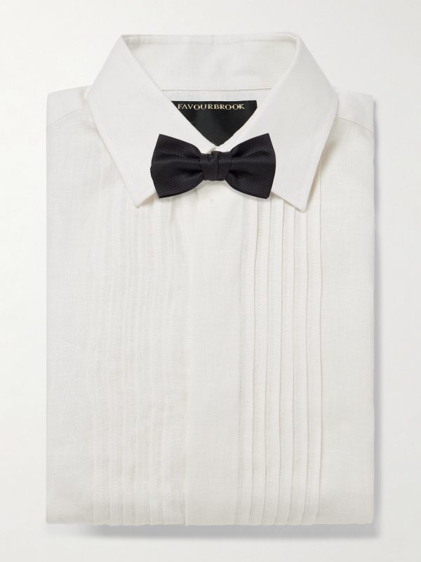 Pintucked Linen Tuxedo Shirt - E1