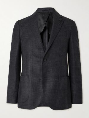Prince of Wales Checked Wool Suit Jacket