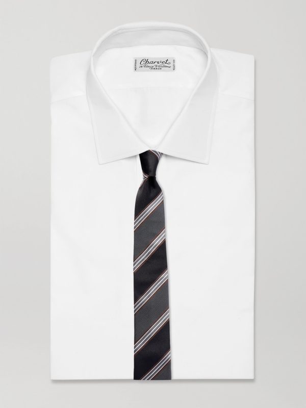 5.5cm Striped Silk-Gabardine Tie - OU