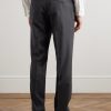 Straight-Leg Virgin Wool-Blend Herringbone Suit Trousers - BK Straight-Leg Virgin Wool-Blend Herringbone Suit Trousers - BK