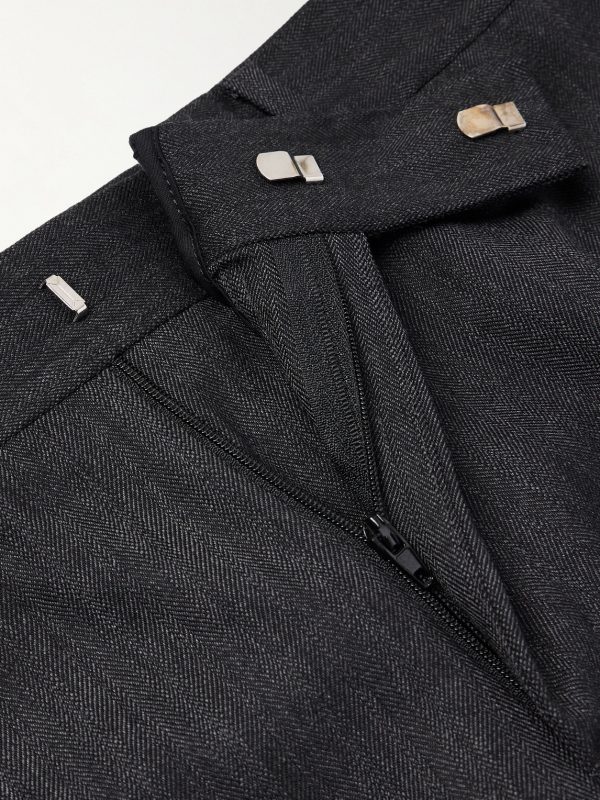 Straight-Leg Virgin Wool-Blend Herringbone Suit Trousers - E1 Straight-Leg Virgin Wool-Blend Herringbone Suit Trousers - E1